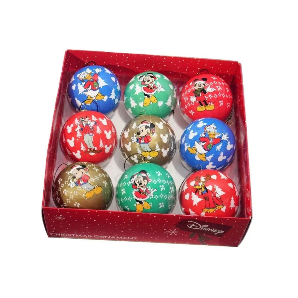 Bring festive magic to your tree with this enchanting Disney Home Mickey & Friends Christmas Baubles collection. This set of 9 baubles features beloved characters in a stunning palette of red, blue, green, and gold—perfect for adding Disney charm to your holiday decorations.