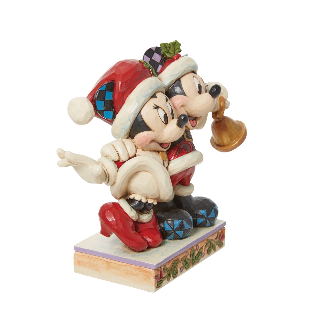 Disney Mickey & Minnie Mouse Santa Figurine by Jim Shore Featuring the iconic couple, Mickey & Minnie Mouse, this festive figurine is the perfect gift for any Disney Fan. Designed by award winning artist Jim Shore, this Christmas inspired piece shows Mickey & Minnie channelling Santa and dressing up as Mr & Mrs Claus.