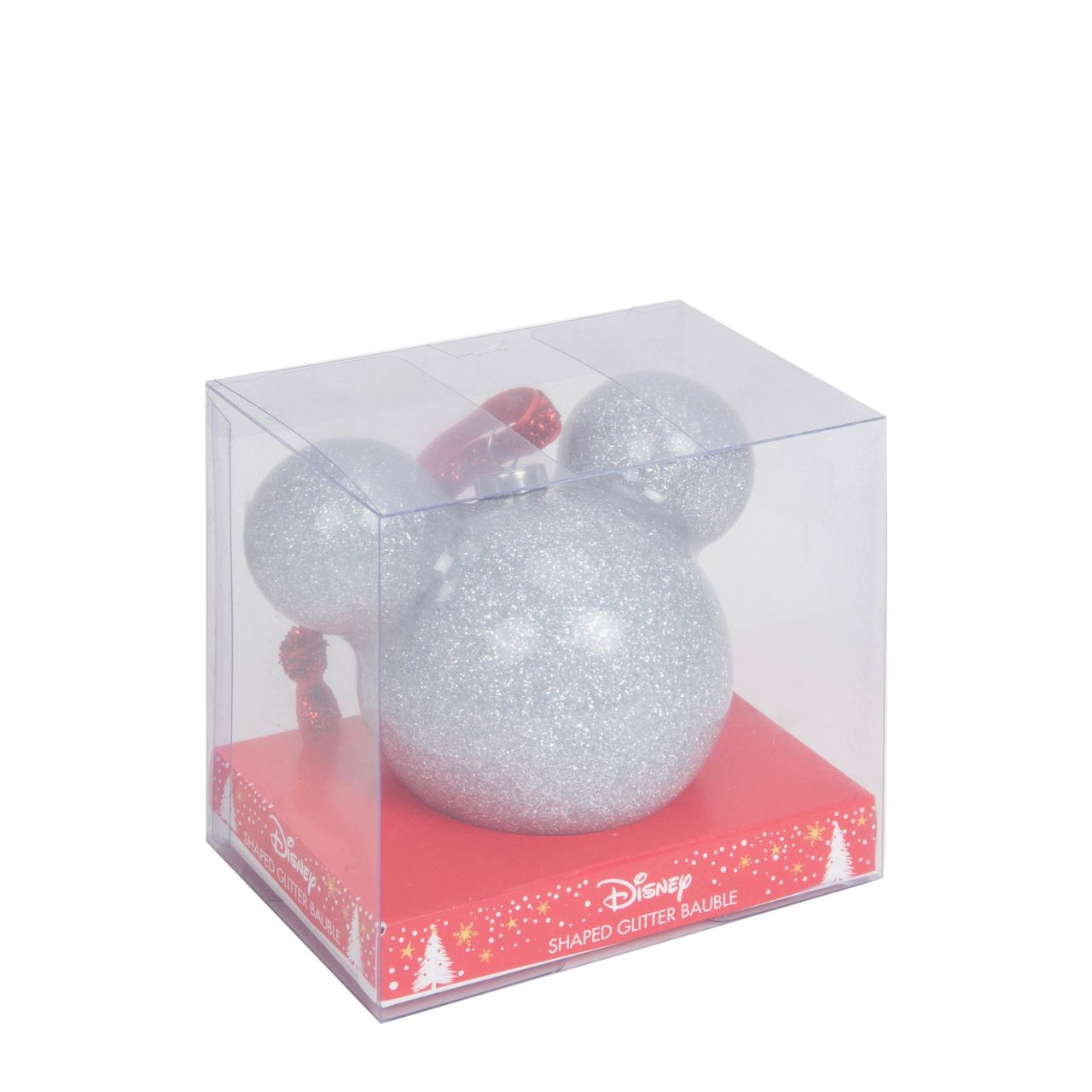 Disney Mickey Mouse Silver Glitter Christmas Bauble Bring some of Disney's magic to the festivity with this wonderful 6cm silver glitter Mickey Mouse bauble.