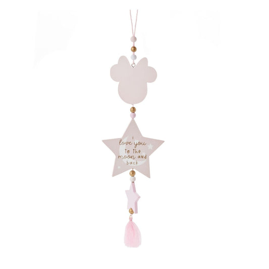 Featuring a sweet 'I love you to the moon and back' sentiment and a Minnie design, this accessory is the perfect way to express just how much a precious little one means to you.