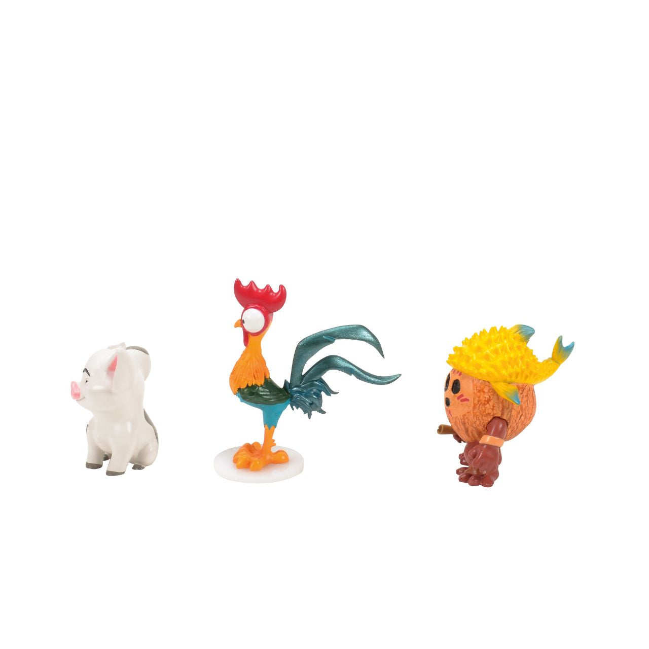 This adorable figurine set features the characters and companions of Moana.