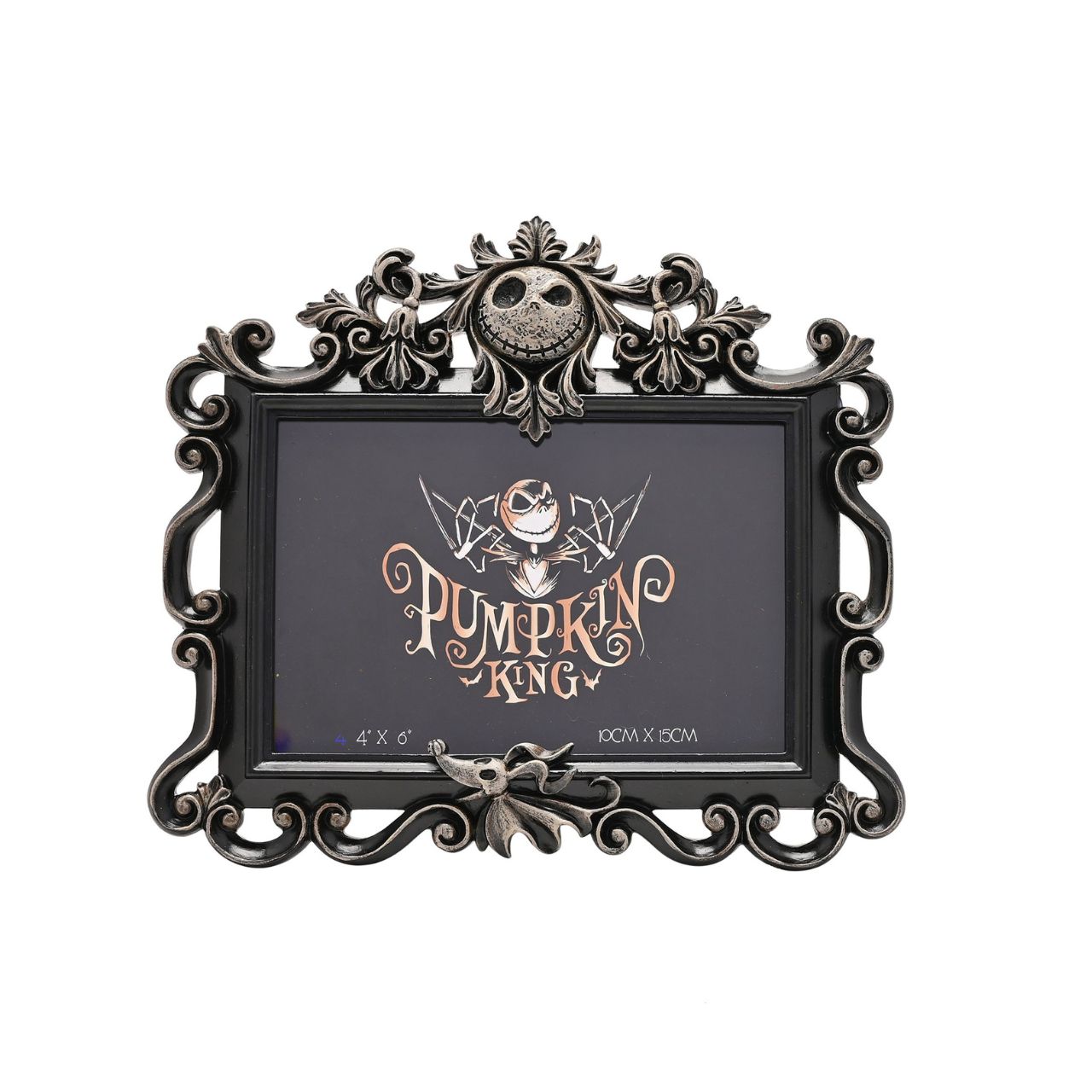 Step into the whimsical world of The Nightmare Before Christmas with this spellbinding frame. Featuring a hauntingly beautiful black frame with intricate gothic designs, this enchanting piece captures the film's dark aesthetic.
