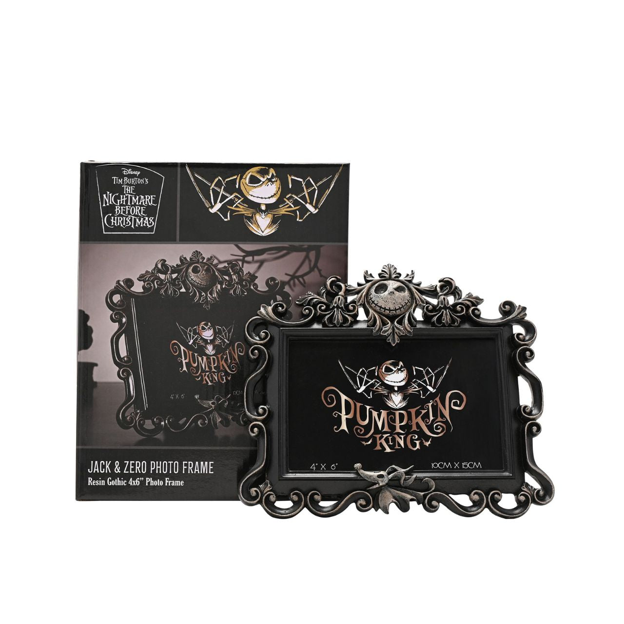 Step into the whimsical world of The Nightmare Before Christmas with this spellbinding frame. Featuring a hauntingly beautiful black frame with intricate gothic designs, this enchanting piece captures the film's dark aesthetic.