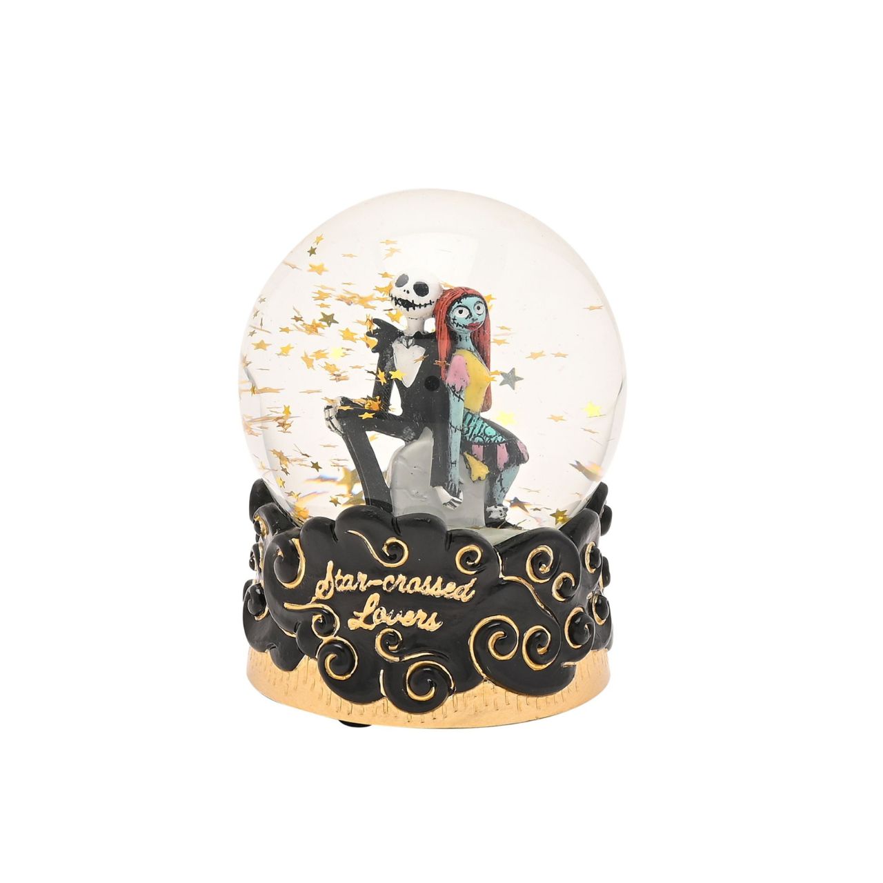 Step into the whimsical world of The Nightmare Before Christmas with this enchanting snow globe featuring Jack Skellington and Sally. Watch as the snow swirls around them, capturing the magic and charm of this classic Disney film.