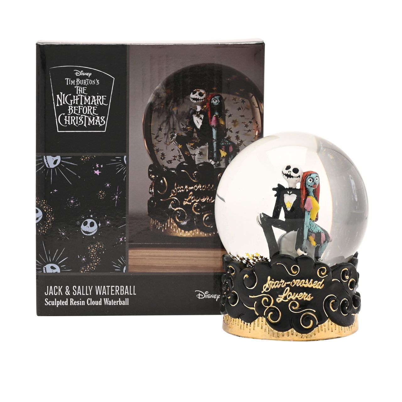 Step into the whimsical world of The Nightmare Before Christmas with this enchanting snow globe featuring Jack Skellington and Sally. Watch as the snow swirls around them, capturing the magic and charm of this classic Disney film.