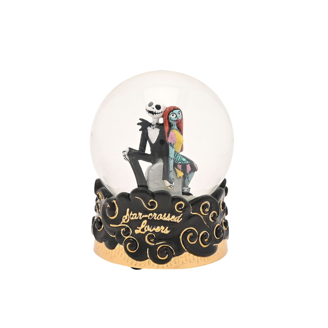 Step into the whimsical world of The Nightmare Before Christmas with this enchanting snow globe featuring Jack Skellington and Sally. Watch as the snow swirls around them, capturing the magic and charm of this classic Disney film.