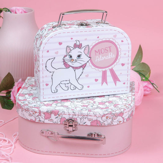 Disney Oui Marie Set of 2 Vanity Cases  Store those cosmetics or bits & bobs in style with these beautiful Oui Marie vanity cases. Pink glitter, pink patterns and the Aristocats' lovable heroine - what could be more perfect! - one of Disney's cutest characters brought to adorable gifts.