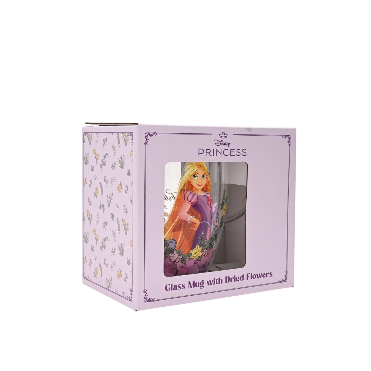Step into the enchanting world of Disney with the Disney Pastel Princess Glass Mug with Dried Flowers - Rapunzel.