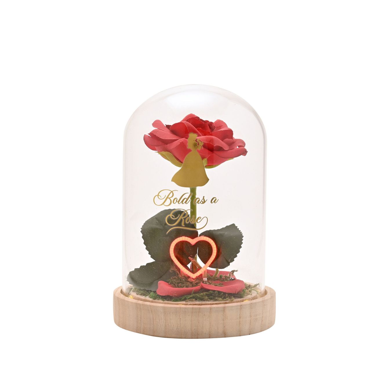 Bring the magic of Disney to the home with the Disney Pastel Princess Florals In A Cloche With Neon Light - Belle.