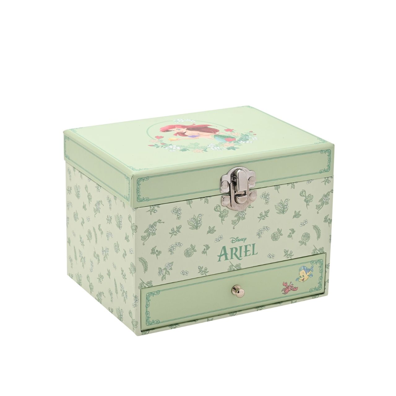 This enchanting jewellery box, adorned with a floral pattern, is a perfect spot for storing treasured trinkets. With a drawer for small keepsakes and a cheery tune that plays when opened, its an ideal gift for Disney princess enthusiasts of all ages.