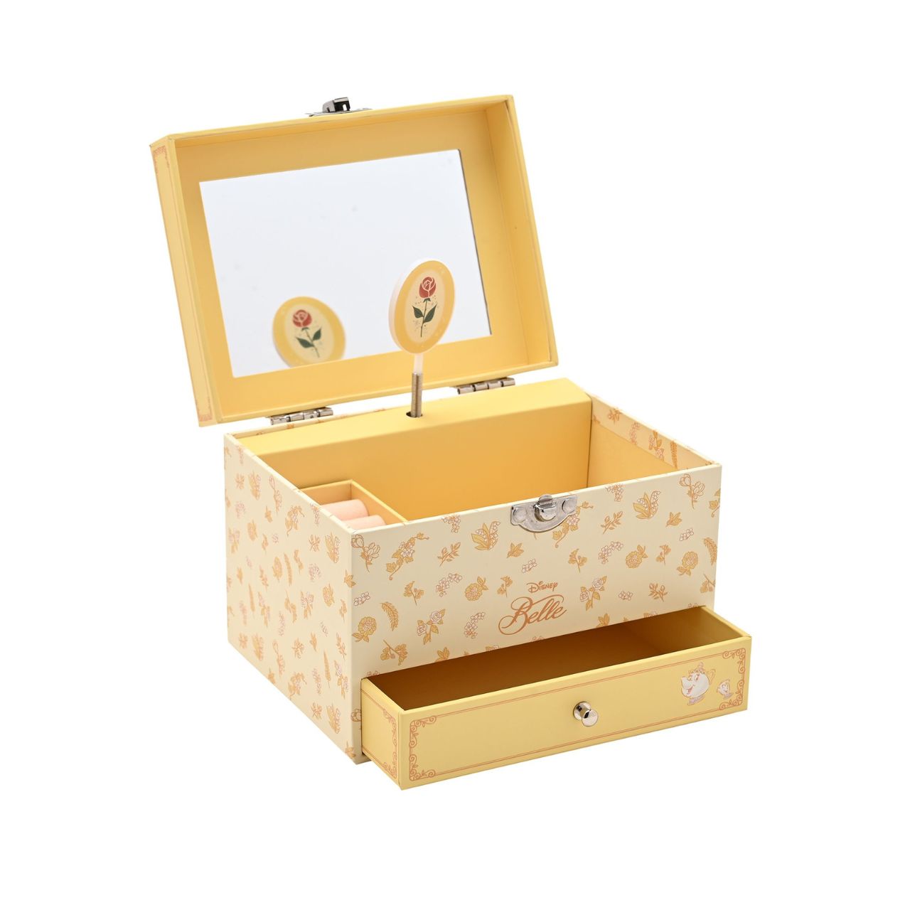 This enchanting jewellery box, adorned with a floral pattern, is a perfect spot for storing treasured trinkets. With a drawer for small keepsakes and a cheery tune that plays when opened, its an ideal gift for Disney princess enthusiasts of all ages.