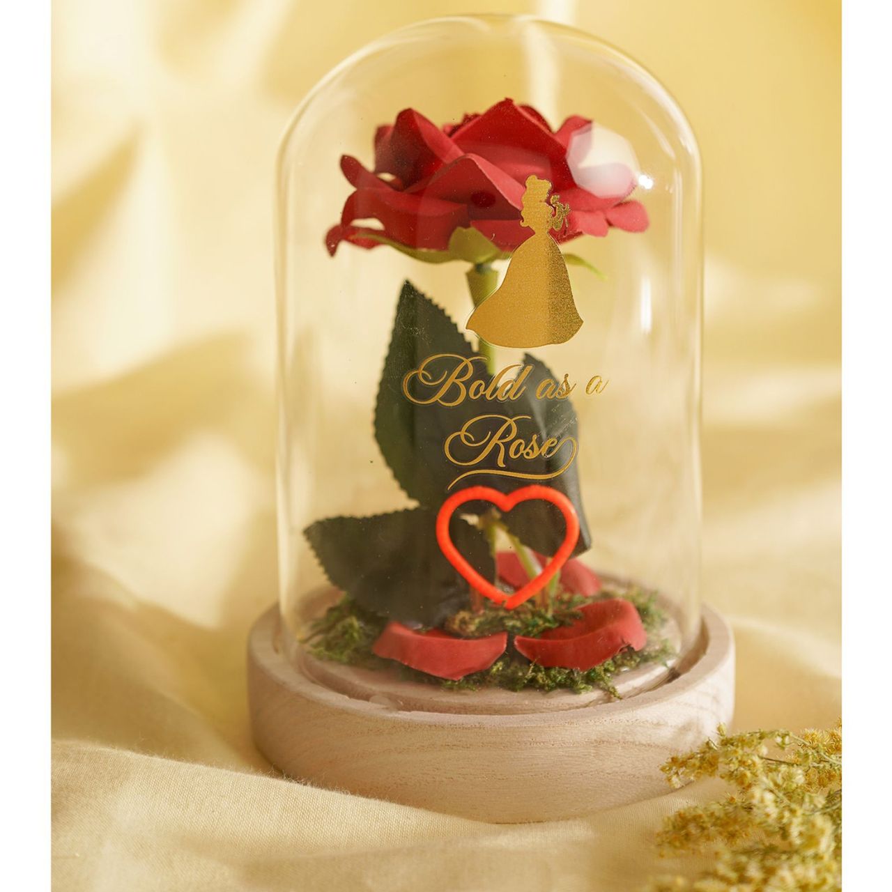 Bring the magic of Disney to the home with the Disney Pastel Princess Florals In A Cloche With Neon Light - Belle.