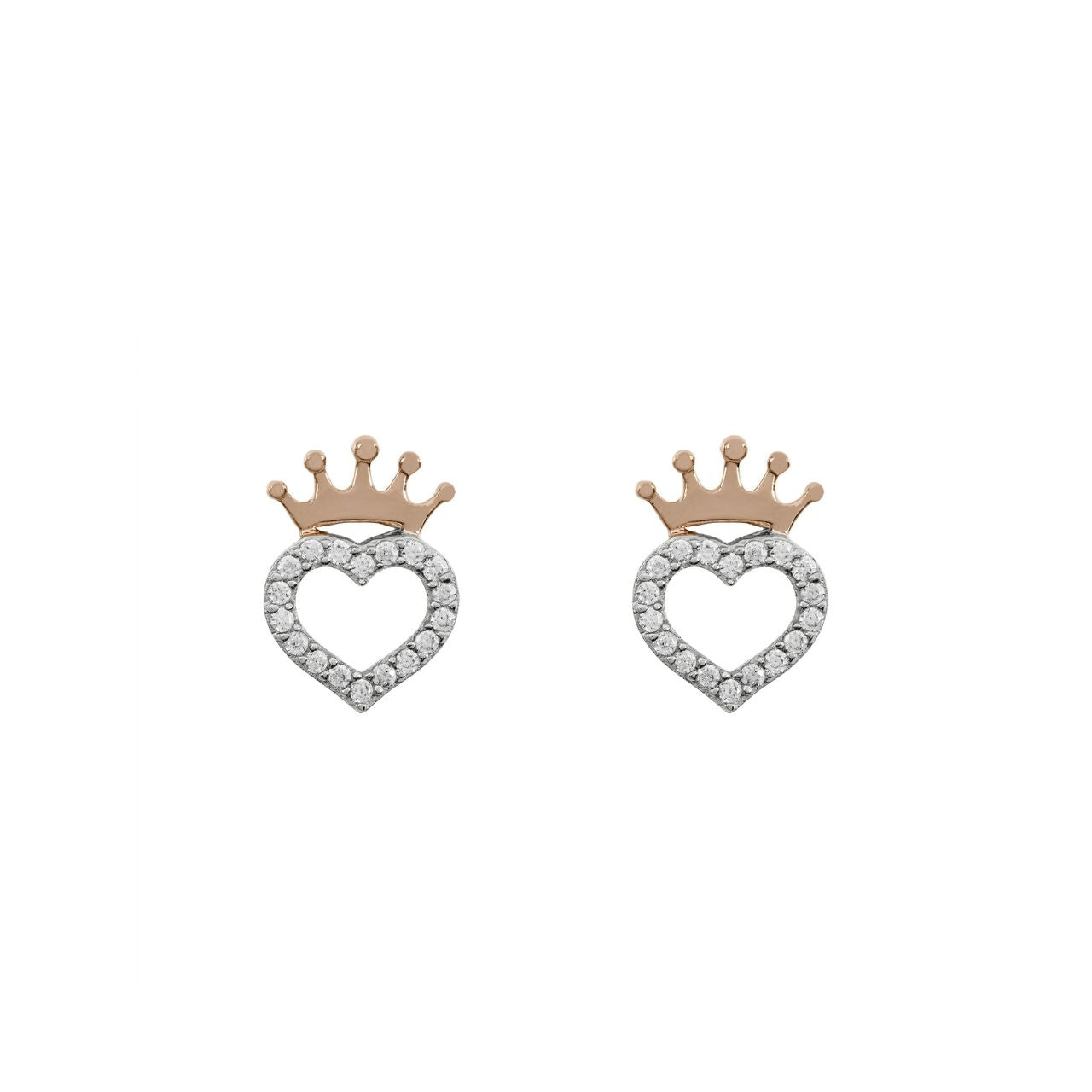 Disney Princess Sterling Silver Love Heart with Crown Earring Crafted with sterling silver, these Disney Princess Love Heart earrings feature a delicate crown design perfect for any princess. Add a touch of magic and elegance to your outfit with these timeless earrings. Guaranteed to make any Disney fan feel like royalty.