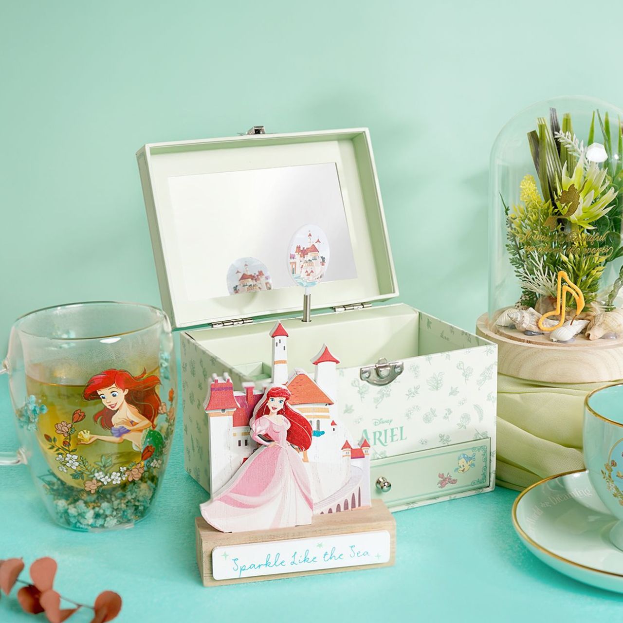 This enchanting jewellery box, adorned with a floral pattern, is a perfect spot for storing treasured trinkets. With a drawer for small keepsakes and a cheery tune that plays when opened, its an ideal gift for Disney princess enthusiasts of all ages.