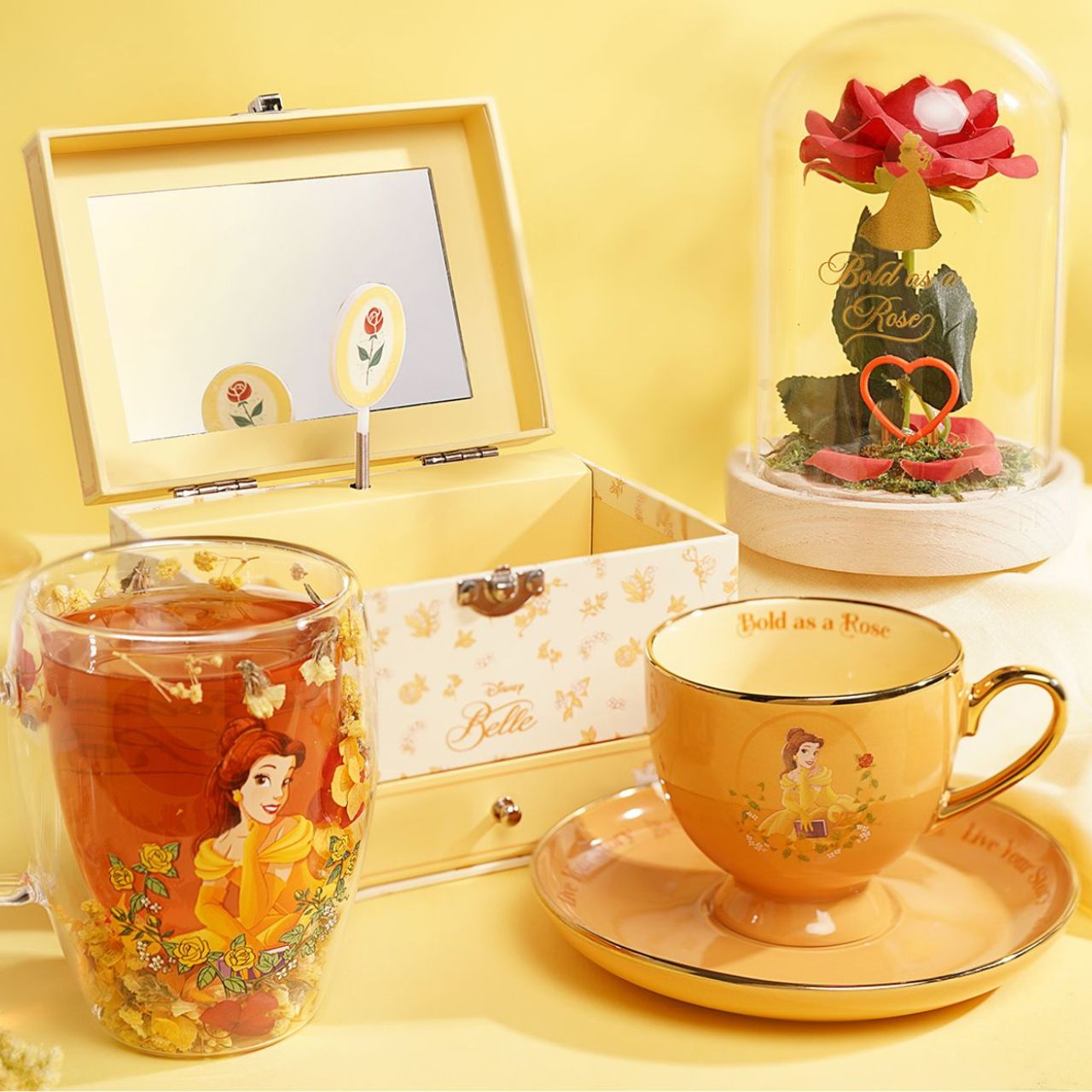 This enchanting jewellery box, adorned with a floral pattern, is a perfect spot for storing treasured trinkets. With a drawer for small keepsakes and a cheery tune that plays when opened, its an ideal gift for Disney princess enthusiasts of all ages.