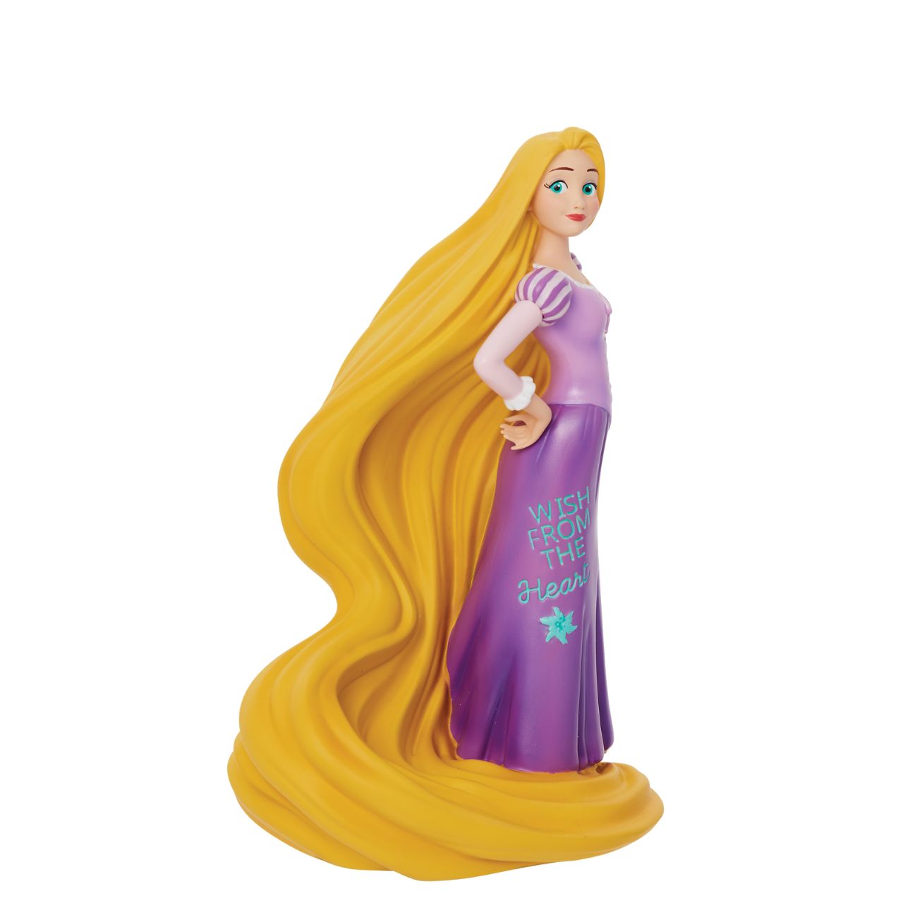 Tangled Rapunzel Wish Princess Expressions Figurine Rapunzel from the hit Disney film 'Tangled' in an expressive pose with an empowering message that reads "Wish from the Heart"