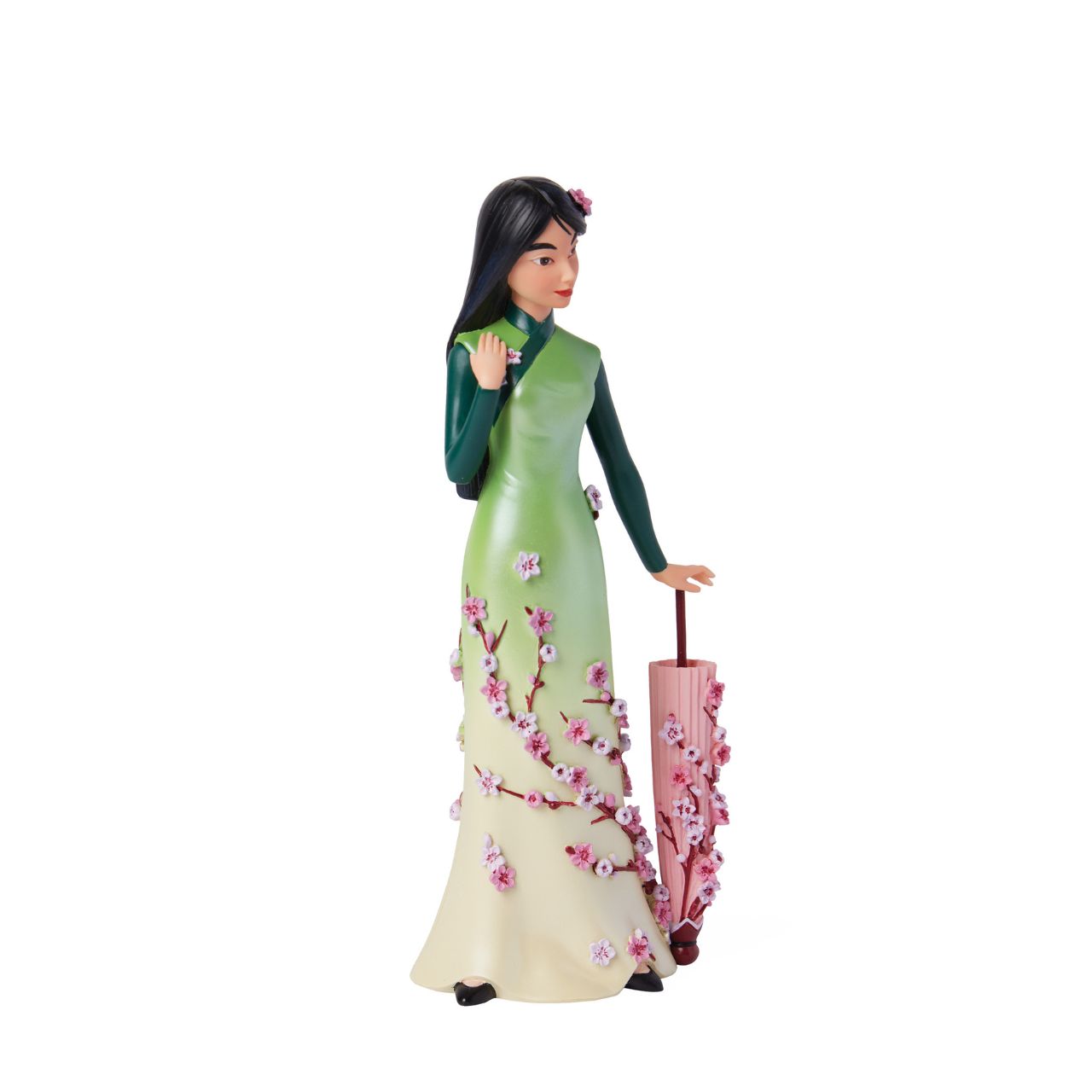 Part of the Disney Showcase Botanical collection, the Botanical Mulan figurine sees Disney's iconic princess in her gorgeous green ombre dress adorned with delicate cherry blossom petals.