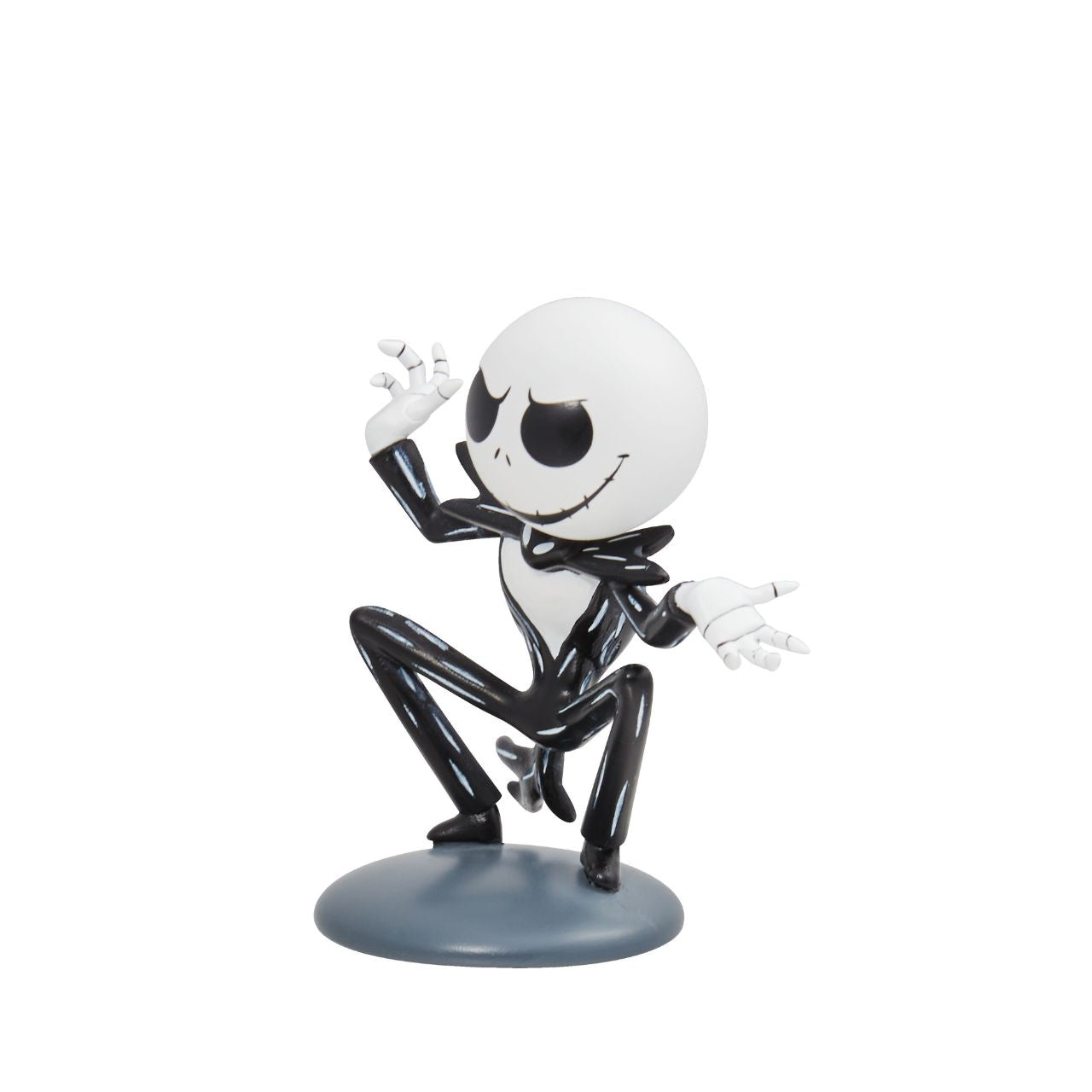 This mini Jack Skellington is the perfect gift for any Nightmare Before Christmas fans. Dressed in his iconic black and white suit, the Pumpkin King will sit happily in any collection. Ideal for Halloween, birthdays or as just a little treat. Made from high quality vinyl. Comes in a fully branded window box.