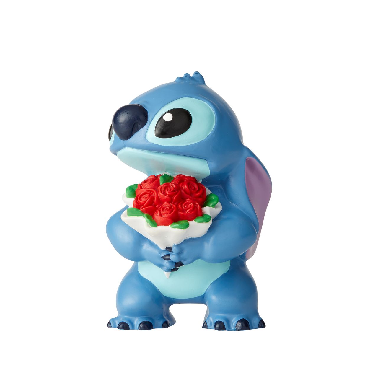 Disney Showcase Stitch Flowers Figurine Don't fret, Stich. Of course we forgive you. How can you resist such a cute face? Lilo taught Stitch to love and he's here to say "I love you, too."
