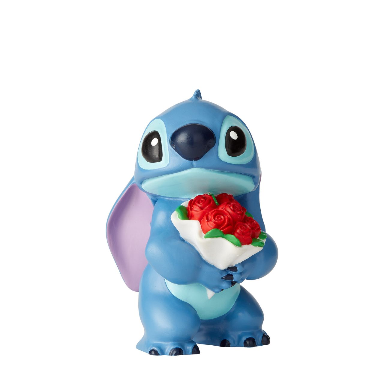 Disney Showcase Stitch Flowers Figurine Don't fret, Stich. Of course we forgive you. How can you resist such a cute face? Lilo taught Stitch to love and he's here to say "I love you, too."
