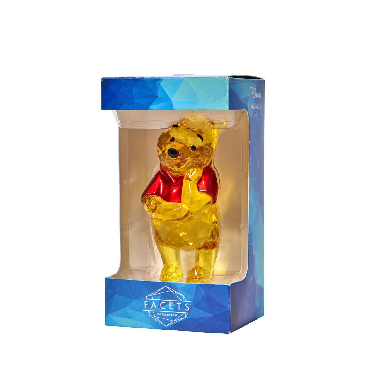Disney Winnie The Pooh Facets Figurine This "gem cut" acrylic sculpture reflects Winnie the Pooh's honey-sweet charm and whimsical personality. Presented in a branded window gift box. Not a toy or childrens product. Intended for adults only.