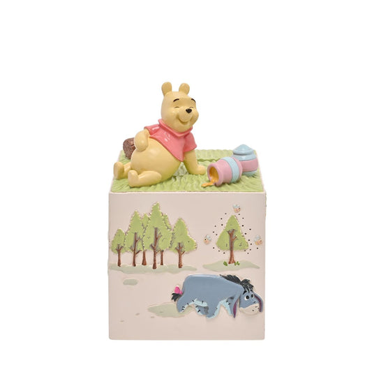 This white money box features the instantly recognisable Winnie the Pooh characters and brightens up saving for a rainy day. Based on the works of A.A.Milne and E.H.Shepard, the characters personalities are readily on display to see.