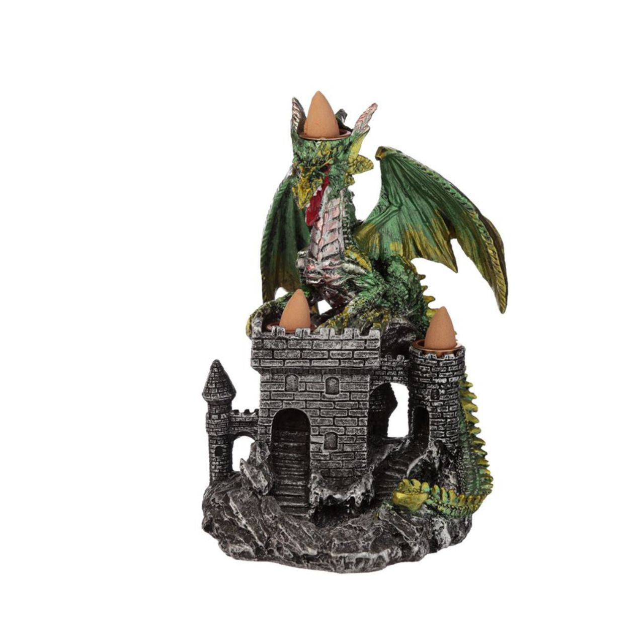 Dragons Castle Triple Backflow Incense Burner - Green