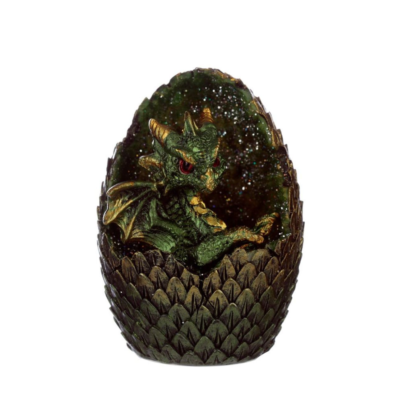 Elements Baby Dragon LED Crystal Egg - Material: Resin and Plastic - Batteries Required: 2 x LR44 - Batteries Included: Yes - LED: Controlled by an on/off switch on the bottom, the LED rotates between multiple colours.