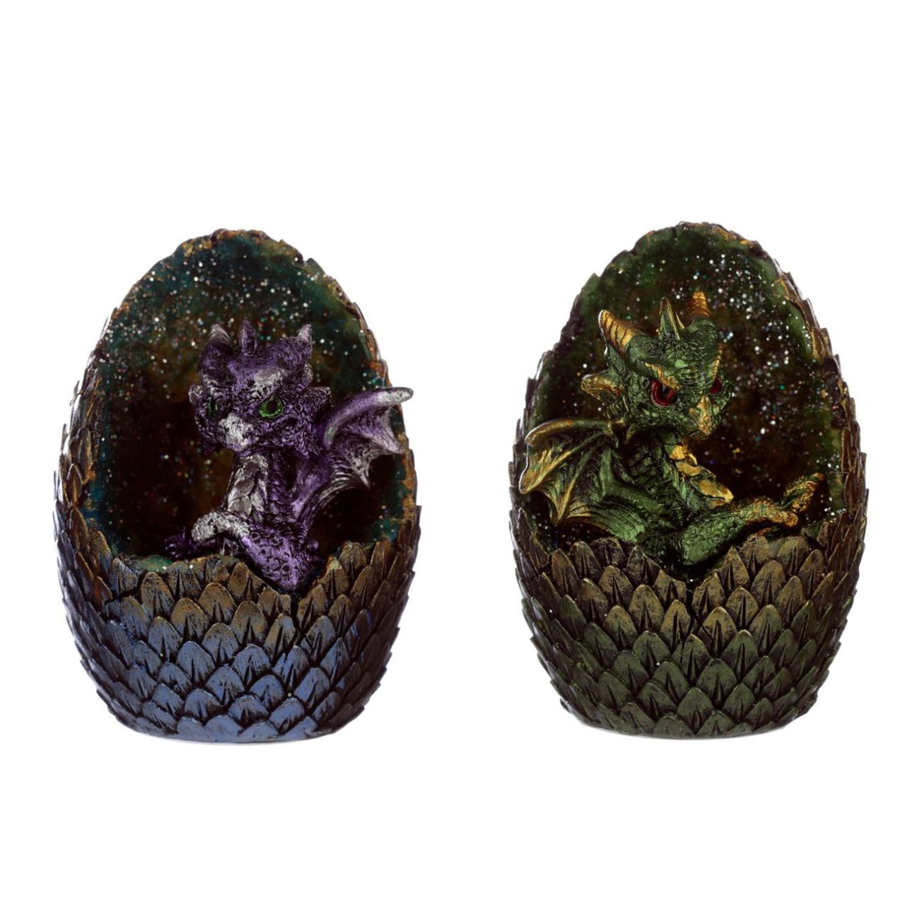 Elements Baby Dragon LED Crystal Egg - Material: Resin and Plastic - Batteries Required: 2 x LR44 - Batteries Included: Yes - LED: Controlled by an on/off switch on the bottom, the LED rotates between multiple colours.