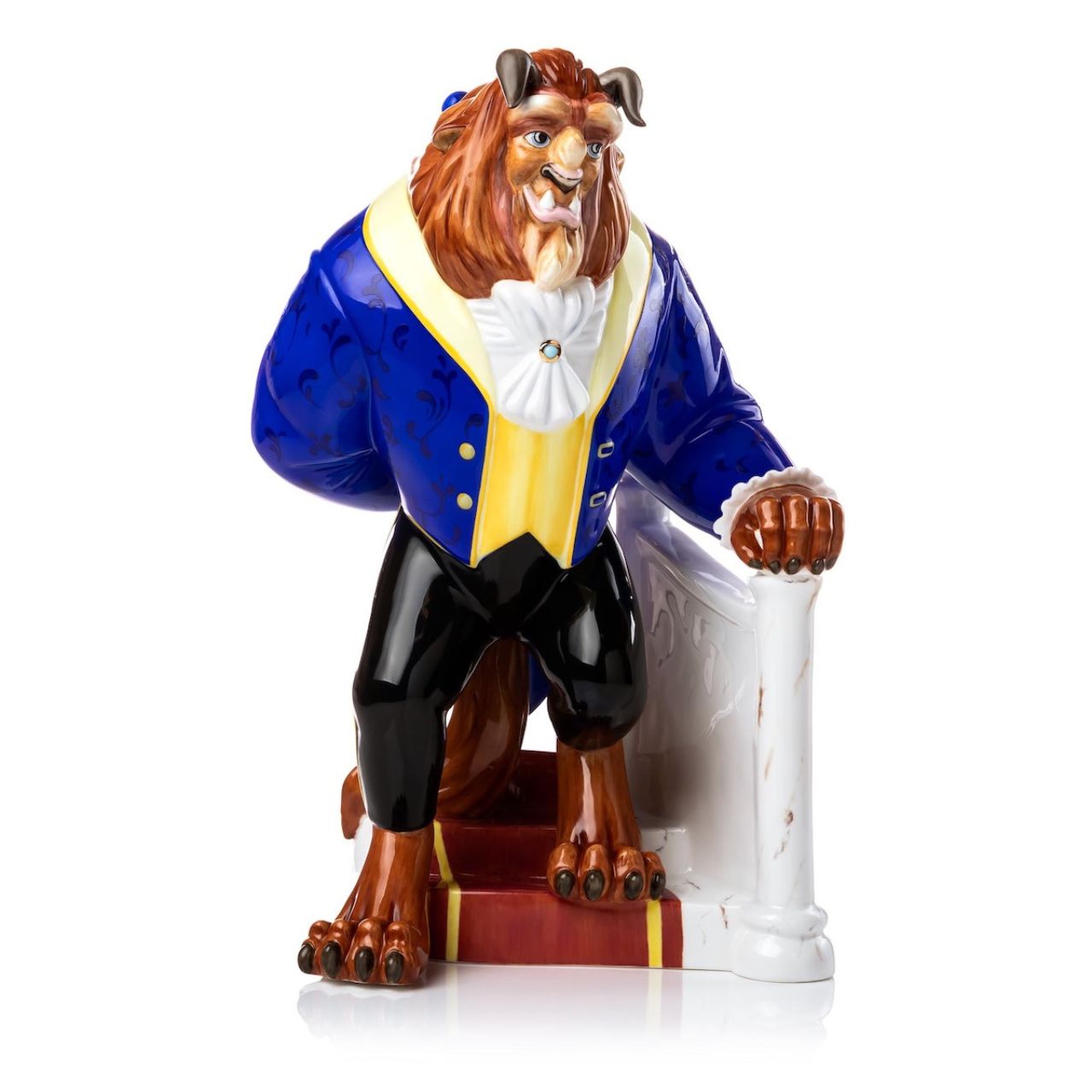 English Ladies Company Disney The Beast  Every Belle needs her Beast!  The Beast from Beauty and the Beast is here!! The Beast stands at 32cm tall on a set of luxurious marble stairs. Made from Fine Bone China and with a touch of real gold detailing his past mistakes may make others want to avoid him, but we sure can see his inner beauty!