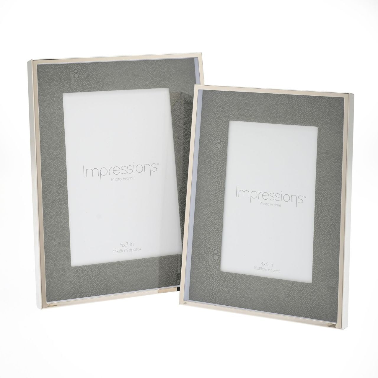 Faux Croc Detail Frame Soft Grey 5" x 7" A silver & soft grey faux croc photo frame. This stylish frame offers a unique twist on the conventional that would complement both traditional and modern home decors.
