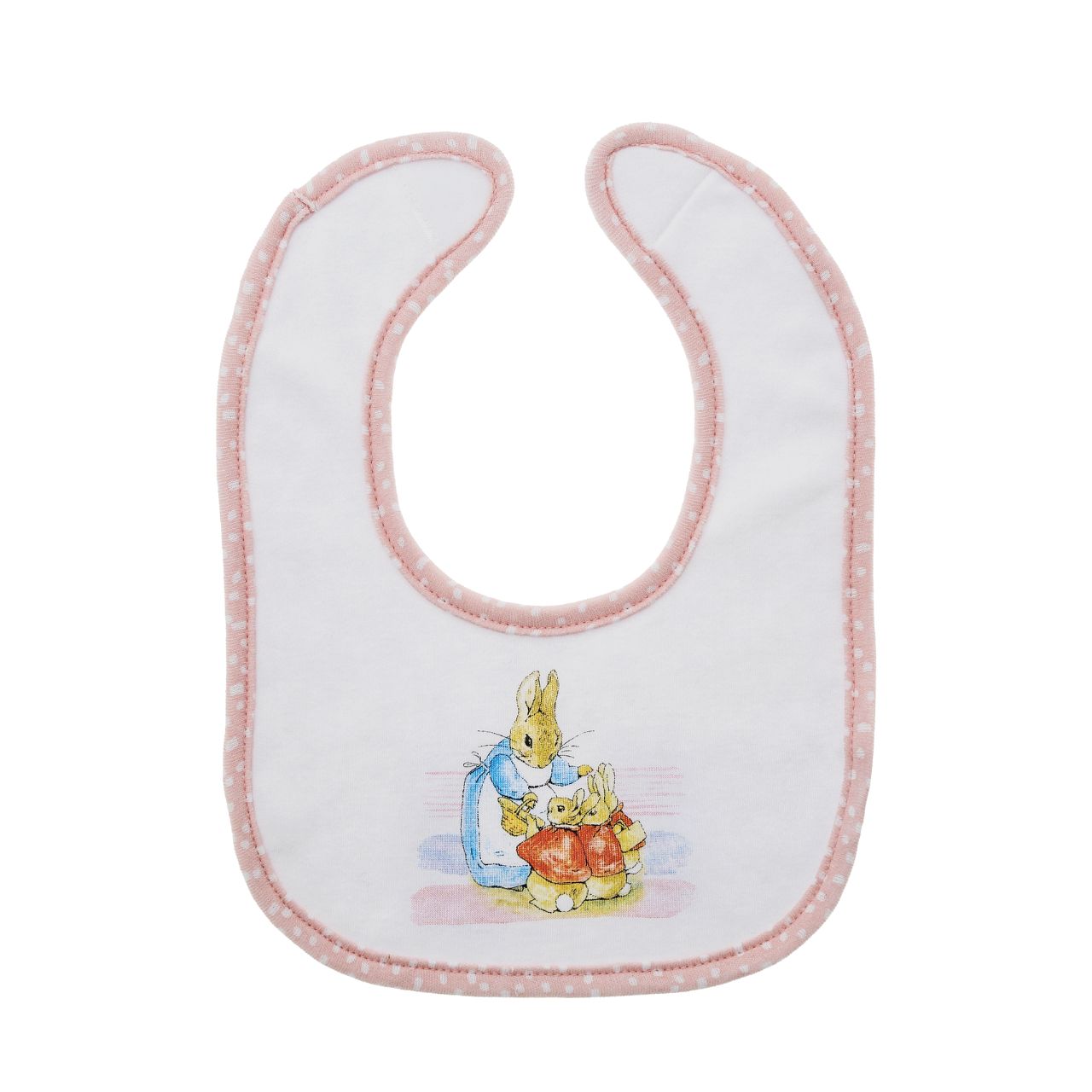 Beatrix Potter Flopsy Baby Collection Bibs Set of 3 Mealtimes and babies make a messy combination. So, we've created this adorable set of Flopsy bibs to combat mess and keep crumbs at bay. With their super soft fabric and easy-peasy fastenings, we've got mealtimes, and baby, covered.