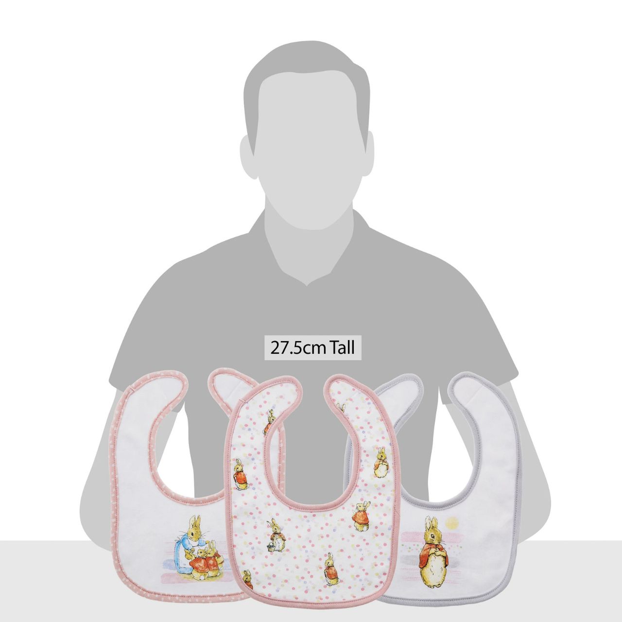 Beatrix Potter Flopsy Baby Collection Bibs Set of 3 Mealtimes and babies make a messy combination. So, we've created this adorable set of Flopsy bibs to combat mess and keep crumbs at bay. With their super soft fabric and easy-peasy fastenings, we've got mealtimes, and baby, covered.