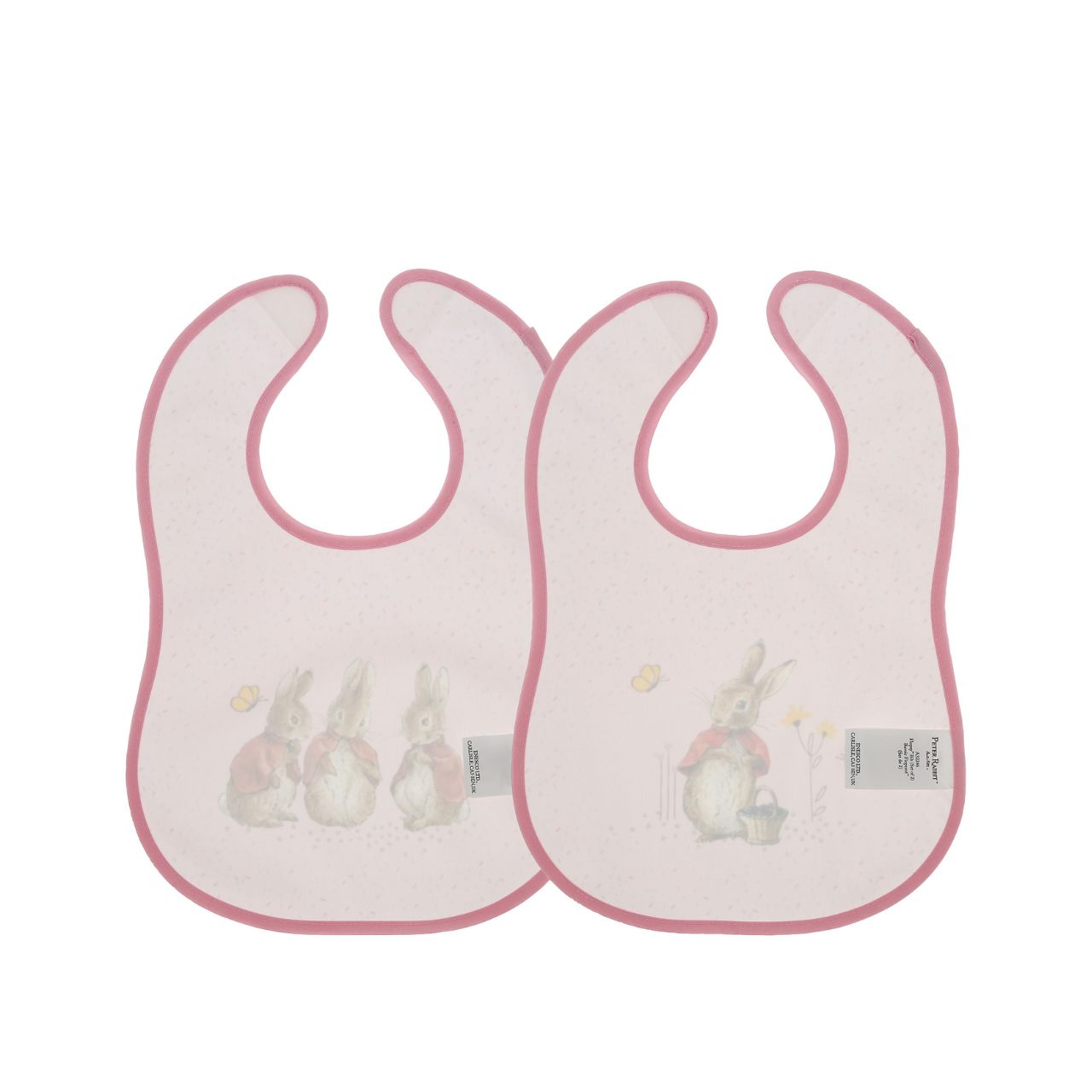 Introducing the delightful Flopsy Bunny Bib Set, inspired by the charming tales of Peter Rabbit and friends. This enchanting set of two bibs ensures mealtime is both stylish and mess-free. Crafted with super-soft, wipeable fabric, each bib features an easy hook & loop tape fastening for quick changes.