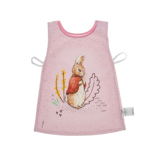 Introducing the charming Flopsy Bunny Tabard, designed with both style and practicality in mind. Featuring hook & loop tape fastening at the neck and elasticated sides, this bib is easy to put on and adjust, ensuring a snug fit for your little one.