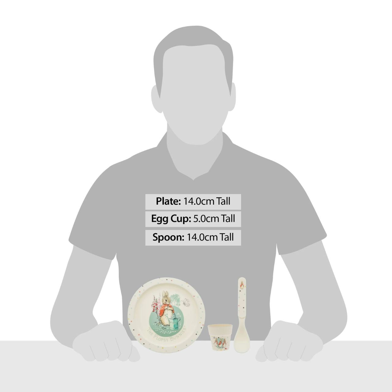 Peter Rabbit Flopsy Egg Cup Set Introducing this brand new at home with Peter Rabbit collection. There's nothing quite like a fun Flopsy motif to entice those little tummies to clear their plates. Make mealtimes fun and practical with this egg cup set.