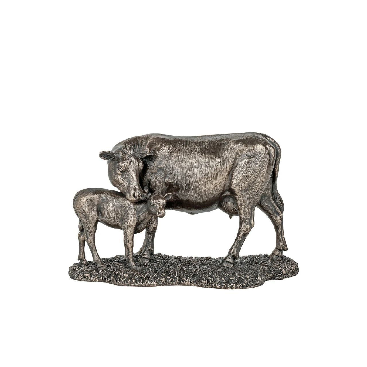 This Genesis Cow and Calf ornament is a rustic farmyard setting cast from bronze.
Perfect for art lovers or for an occasional gift.