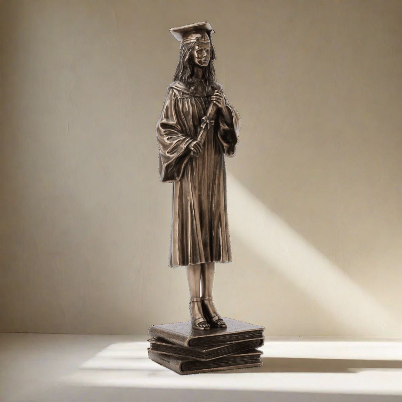 This stunning bronze figurine of a young woman on her graduation day would make the perfect graduation gift.