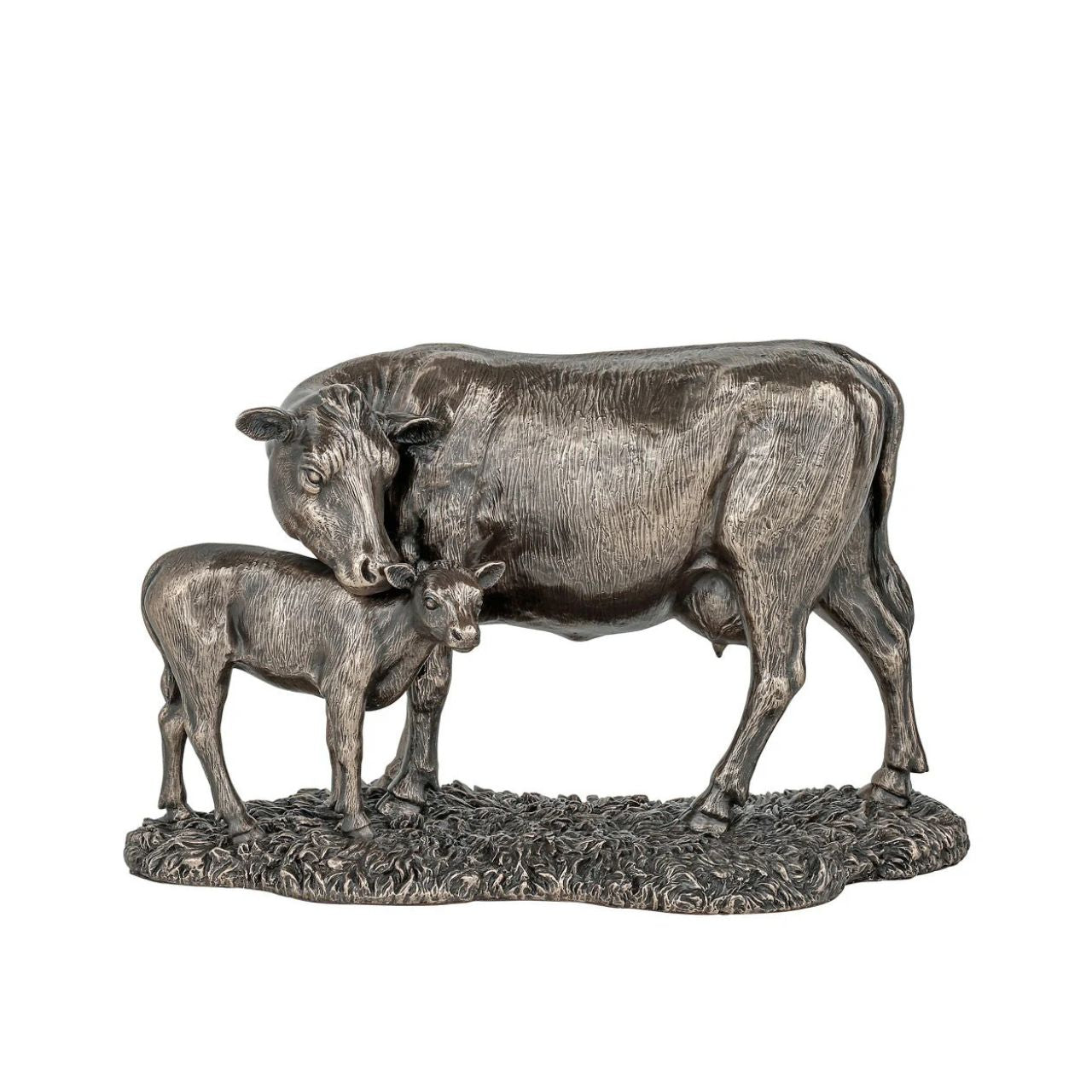 This Genesis Cow and Calf ornament is a rustic farmyard setting cast from bronze.
Perfect for art lovers or for an occasional gift.
