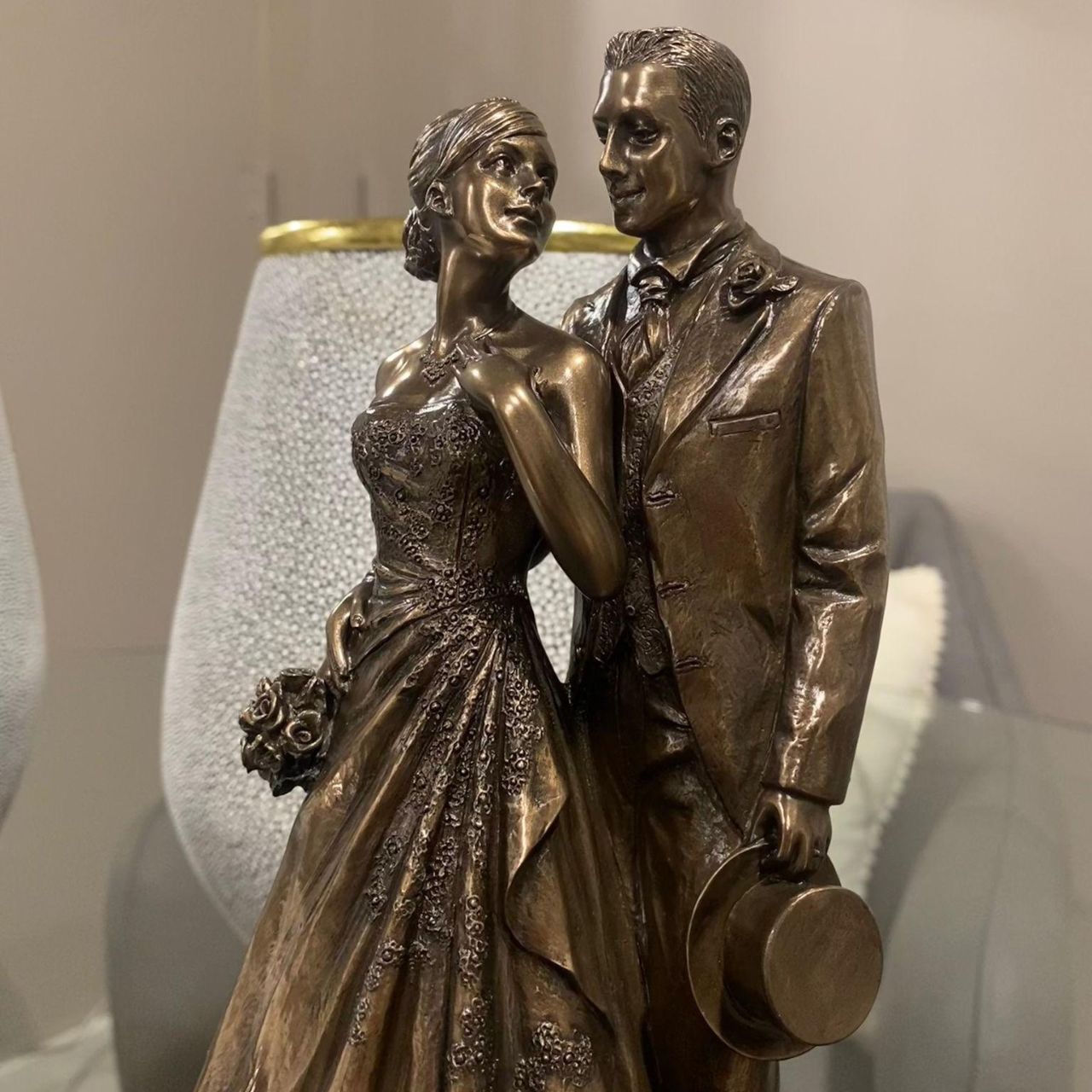 A unique piece, based on a larger dancing bride and groom piece in the collection. A traditional and nostalgic wedding piece.