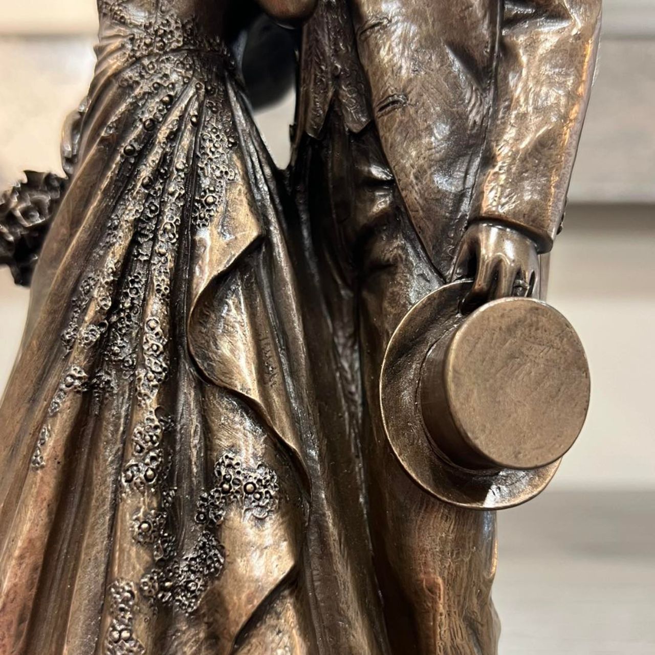 A unique piece, based on a larger dancing bride and groom piece in the collection. A traditional and nostalgic wedding piece.