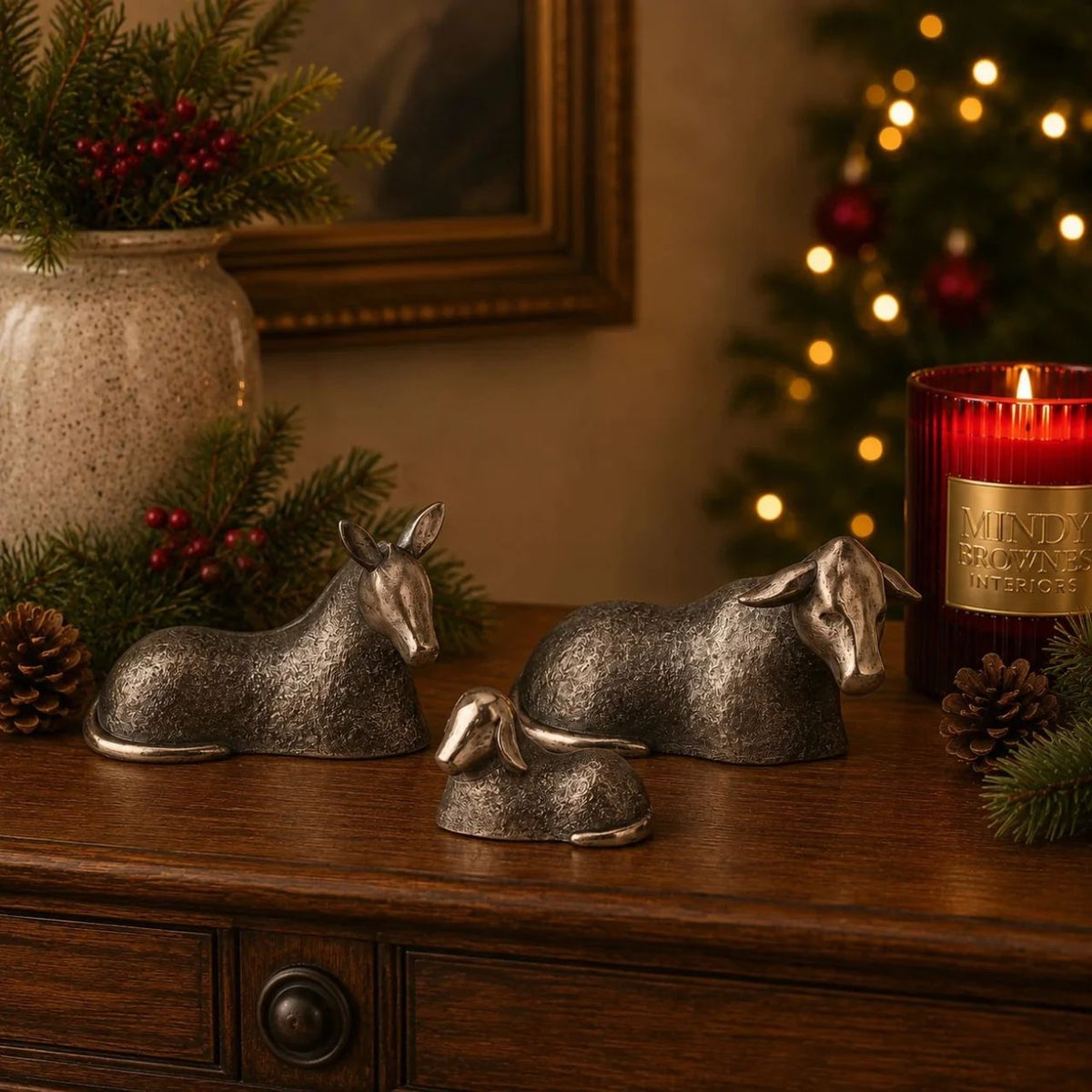 Genesis Nativity Animals. A beautiful collection of three bronze coloured nativity animals from Genesis Ireland. The perfect addition to your nativity scenes this Christmas.