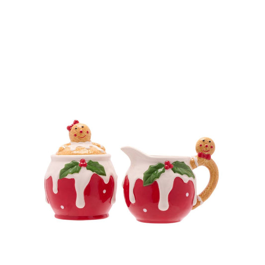 Christmas Set of Gingerbread Icing Sugar Bowl & Jug Set