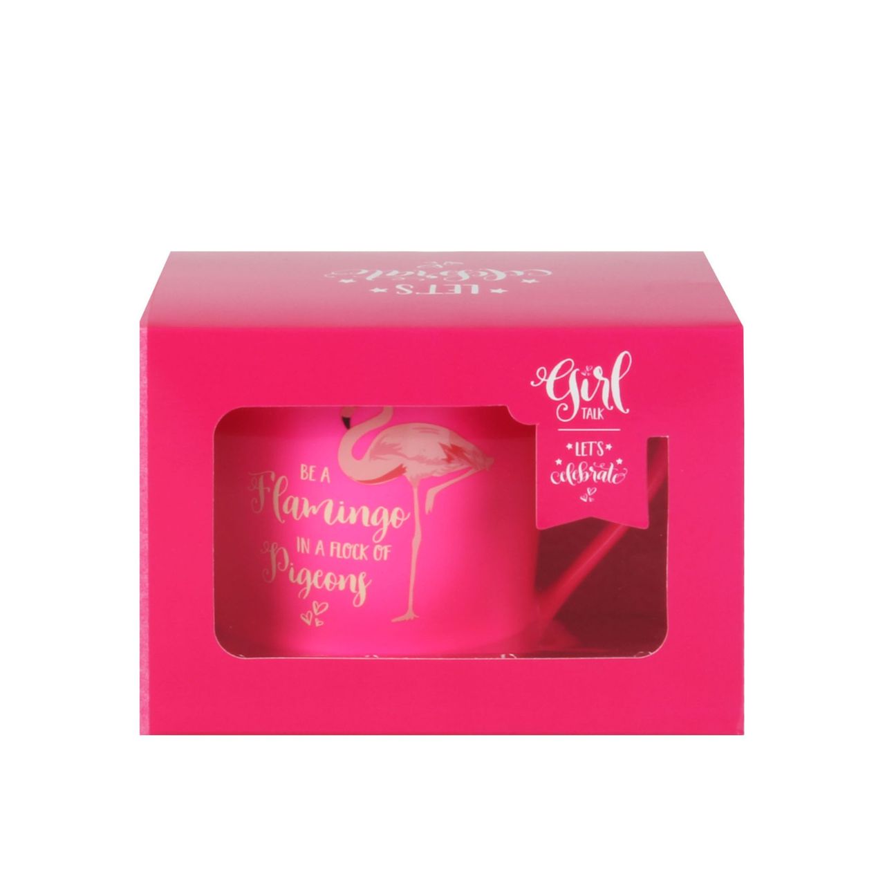 Girl Talk Mug - Be A Flamingo In A Flock Of Pigeons  A fabulous ceramic mug set with 'Be a flamingo in a flock of pigeons' design from the Girl Talk Collection.