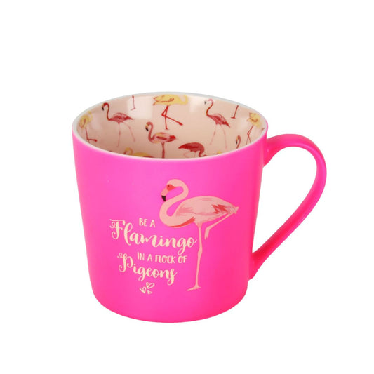 Girl Talk Mug - Be A Flamingo In A Flock Of Pigeons  A fabulous ceramic mug set with 'Be a flamingo in a flock of pigeons' design from the Girl Talk Collection.