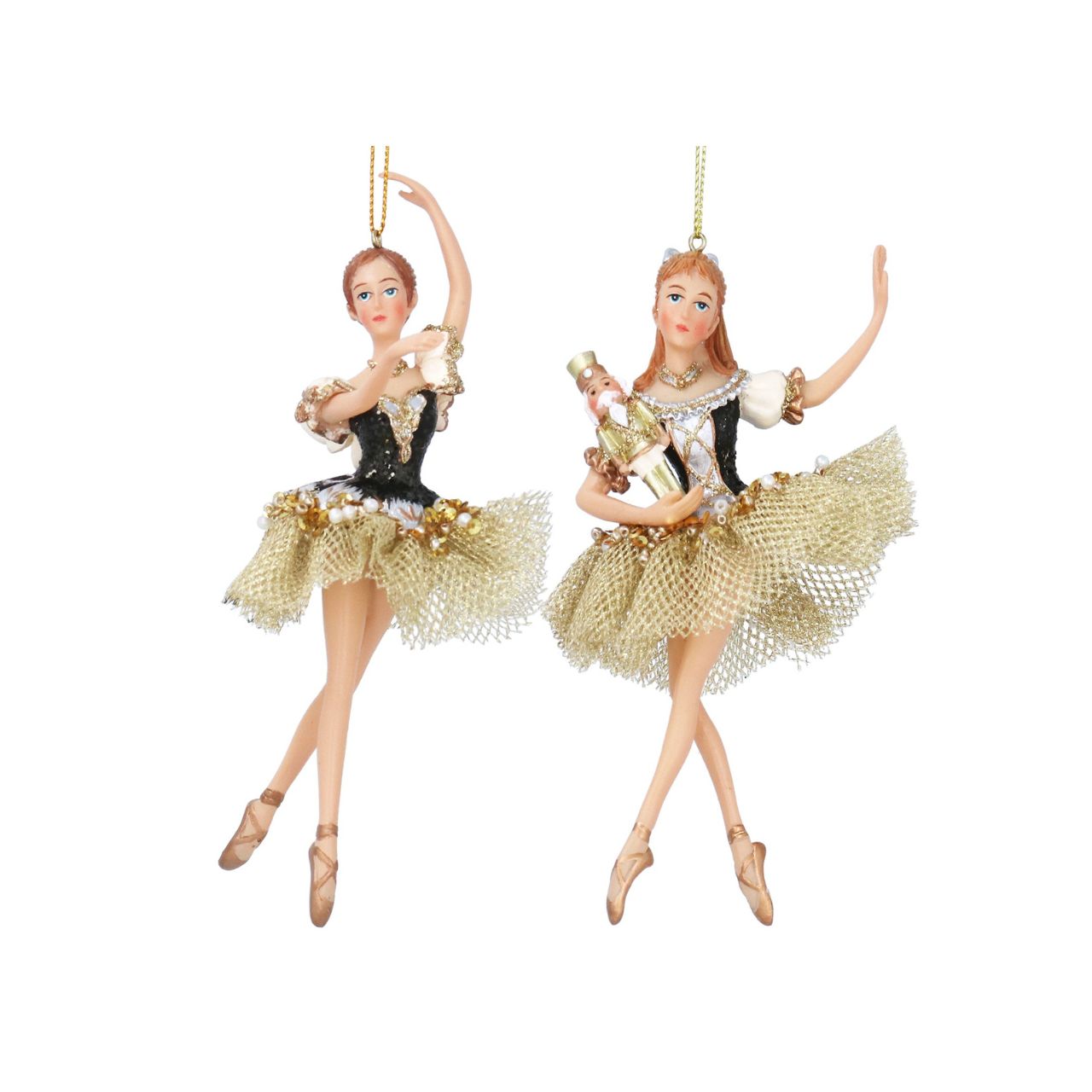 Elevate your holiday décor with the Gisela Graham Christmas Fairy Black & Gold Clara & Sugarplum. This exquisite figurine combines elegant black and gold tones with delicate craftmanship, embodying festive charm and sophistication.