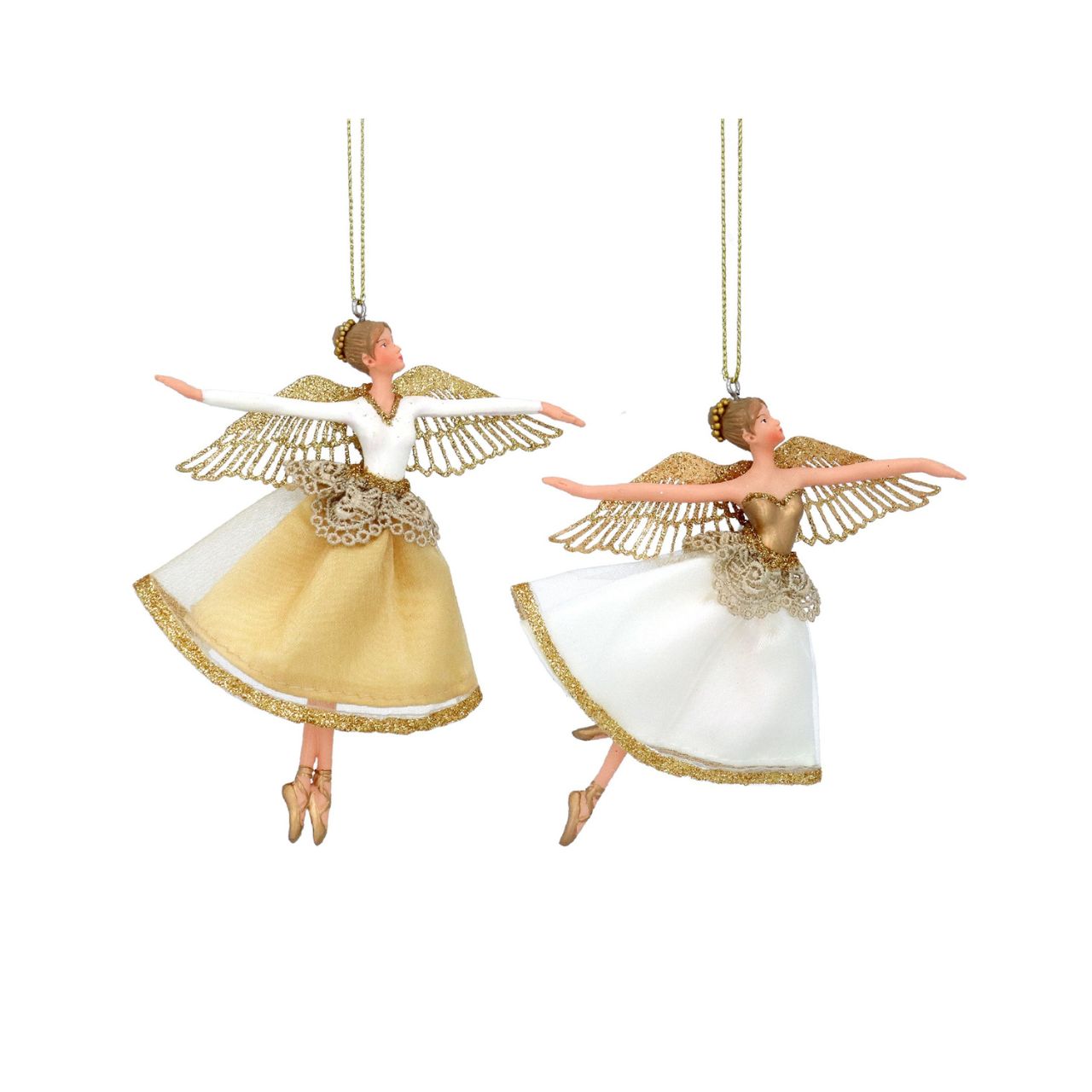 Add a touch of refined charm to your holiday décor with the Gisela Graham Christmas Fairy White & Gold Fabric Hanging Ornament.