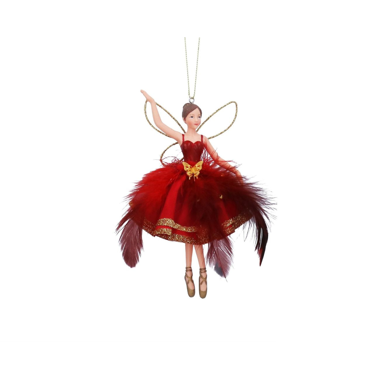 The Gisela Graham Christmas Feather Fairy brings an elegant touch to your holiday décor. Crafted with delicate feathers and intricate detailing, this hanging ornament adds a refined, ethereal charm to your Christmas tree. Its lightweight design ensures effortless placement, while its timeless beauty enhances any festive setting with grace and sophistication.