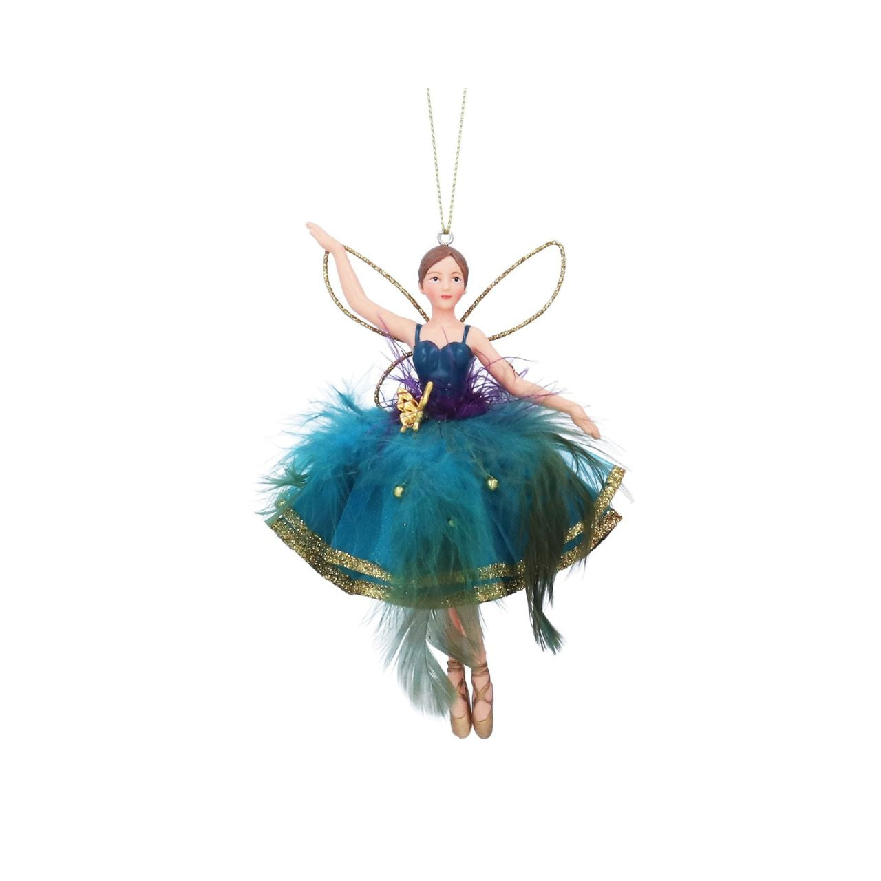 Elevate your holiday decor with the Gisela Graham Christmas Feather Fairy in elegant purple and teal hues. Crafted with delicate feathers and exquisite detailing, this fairy adds a refined, whimsical touch to any festive setting, perfect for those seeking a graceful and stylish ornament to enrich their Christmas ambiance.