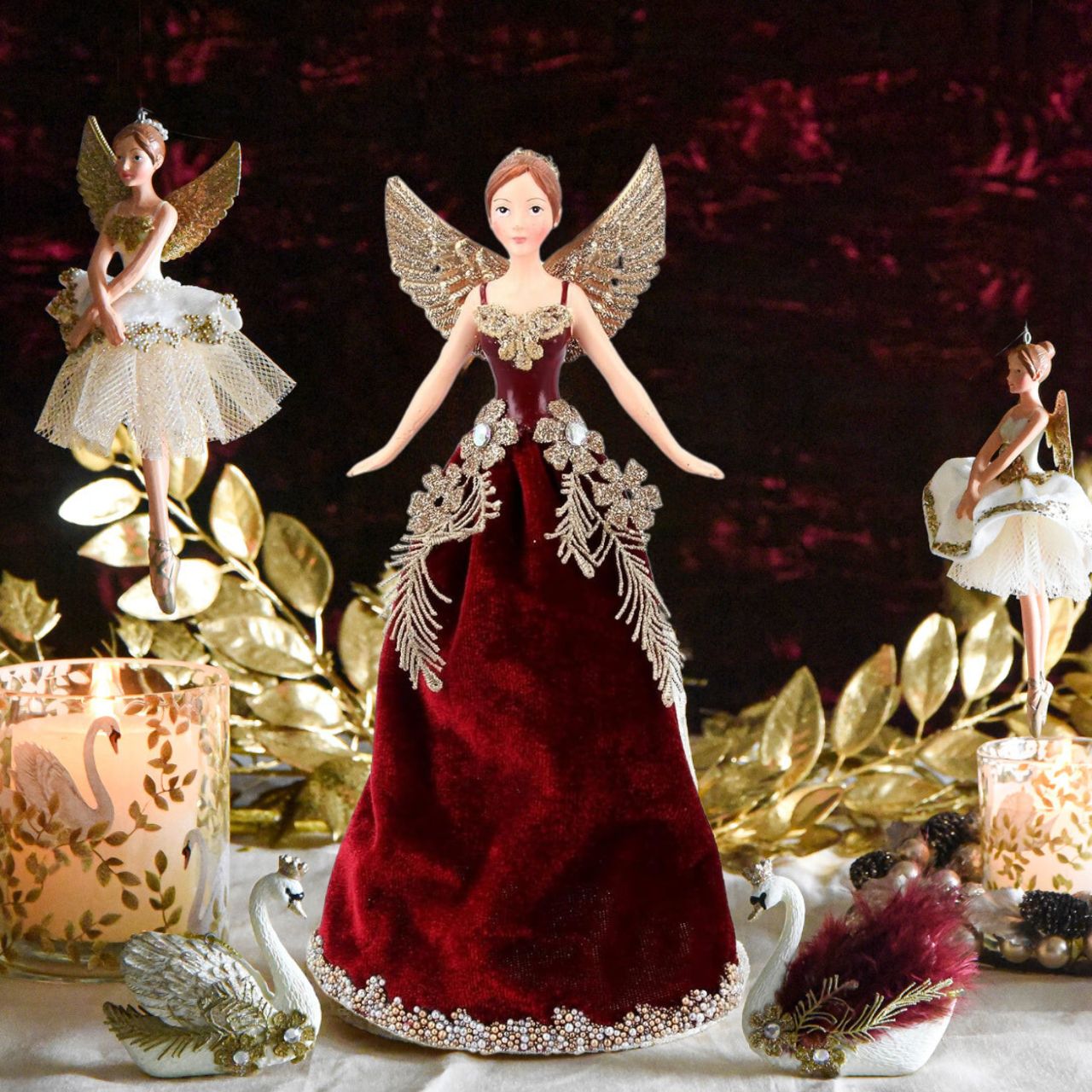 Gisela Graham Christmas Tree Topper Luxury Burgundy Velvet Fairy Ornaments Browse our beautiful range of luxury Christmas tree decorations, baubles & ornaments for your tree this Christmas.